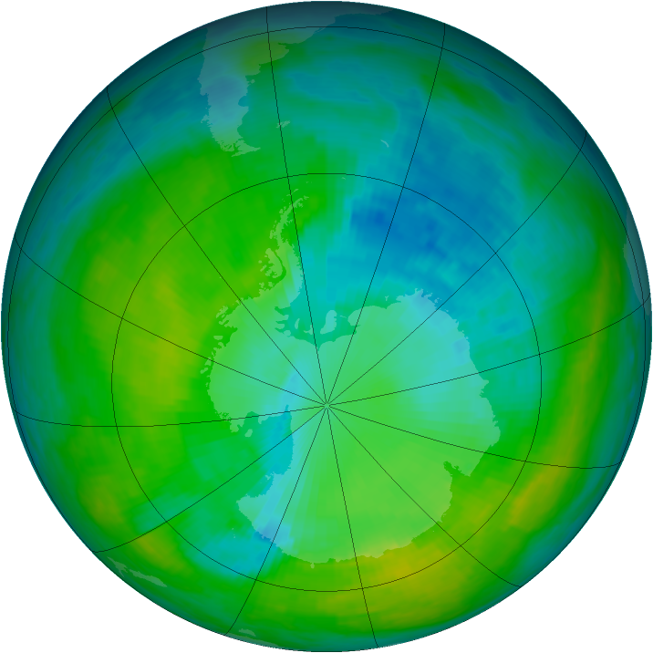 Antarctic ozone map for 11 December 1987